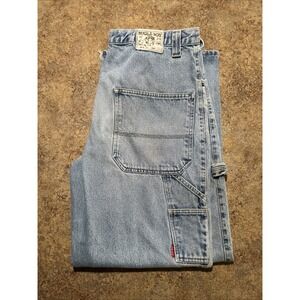 Bugle Boy 752 Jeans 38x32 Carpentar Baggy Y2K Blue‎ Vintage Hammer Loop